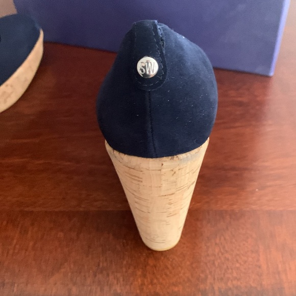 Authentic women’s Stewart Weitzman wedge size 8M only worn once in navy - Picture 12 of 16